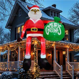 13 FT Giant Christmas Inflatable Outdoor Decor, Climbing Black Santa Inflatable